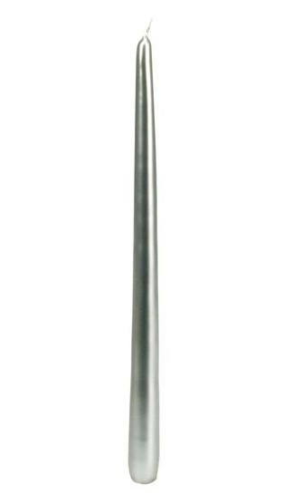 Svíčka konická metalik stříbrná 1ks 2130 - Duni Svíčky, svícny, kroužky Svíčky
